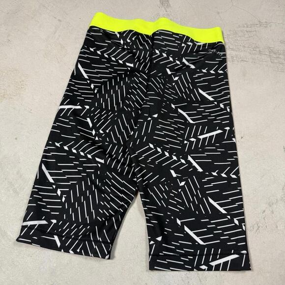 Nike Pro Compression Shorts Black White Neon Yellow Women Size S Training Gym - Picture 2 of 10